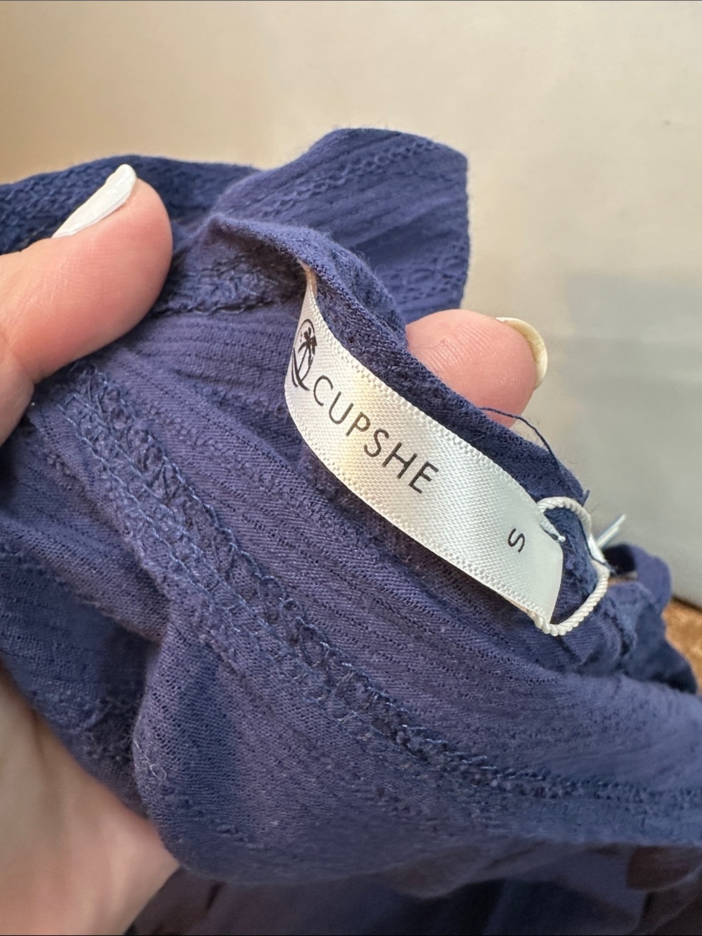 NWT Cupshe Swim Coverup Dress Navy Blue Tie Size Small - Picture 5 of 5